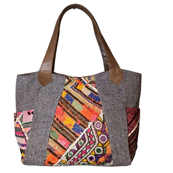 Multicolor Patchwork Tote Bag - Picture 1 of 10
